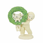 Snowbabies Hang On 'Til Christmas - One Figurine 4.75 Inch, Porcelain - Wreath Cat Christmas 6012350 (59566)