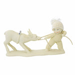 Snowbabies Reluctant Reindeer - One Figurine 4.25 Inch, Ceramic - Pulling Strap Stubborn Christmas 6012343 (59590)