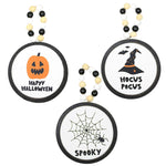 Ganz Fun Halloween Disk Ornaments - Three Hanging Disk 7.75 Inch, Wood Pulp - Pumpkin Spider Hocus Pocus Ca183743 (59621)