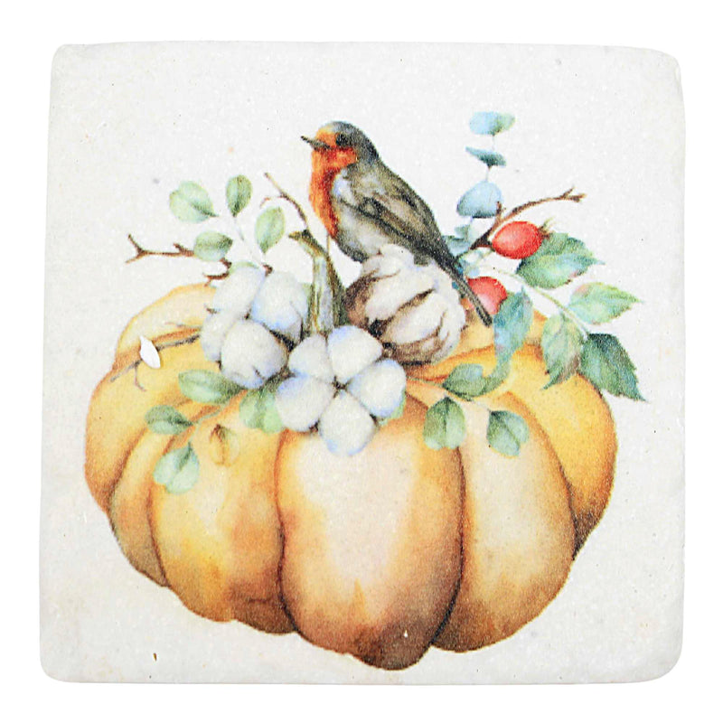 Ganz Sunflower Robin Pumpkin Coasters - Four Coasters 3.75 Inch, Polyresin - Bird Mushroom Flower Ca182568 (59644)