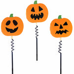Ganz Jack-O-Lantern Mini Stakes - Three Halloween Garden Stakes 16 Inch, Metal - Halloween Pumpkins Wood Bead Ca183745 (59693)