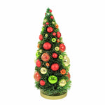 Cody Foster Bottle Brush Christmas Tree Shatterproof Ornaments - 1 Decorated Bottle Brush Tree 14.5 Inch, Plastic - Centerpiece Holiday Decoration Ms367r-Medium (59713)