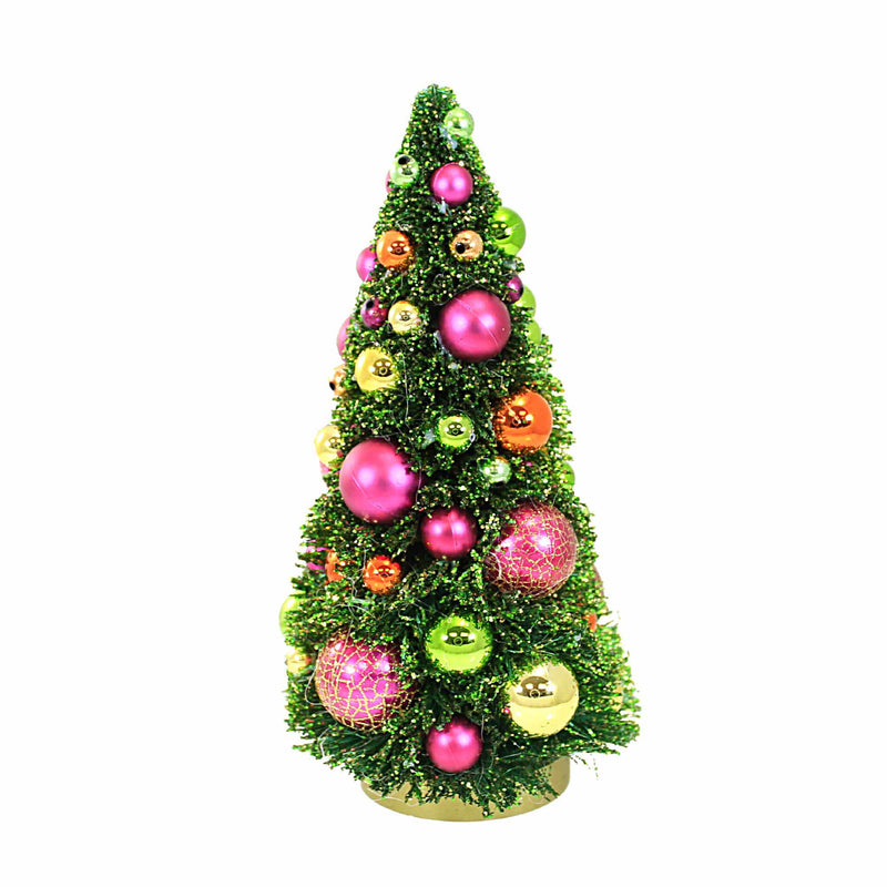 Cody Foster Bright Bottle Brush Christmas Tree Shatterproof Ornaments - 1 Decorated Bottle Brush Tree 10.5 Inch, Plastic - Centerpiece Holiday Decoration Msr367br-Small (59715)