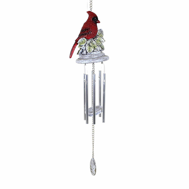 Roman Cardinal Small Windchime - One Small Windchime 16 Inch, Polyresin - Bell Red Bird 14318 (59757)