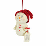 Snowpinions Though Apart, You're In My Heart - One Ornament 3.0 Inch, Porcelain - Knitted Hat Heart Buttons 6012522 (59769)