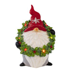 Craftoutlet.Com Gnome In Holly Wreath - One Figurine 10.5 Inch, Polyresin - Lighted Christmas 105745 (59836)