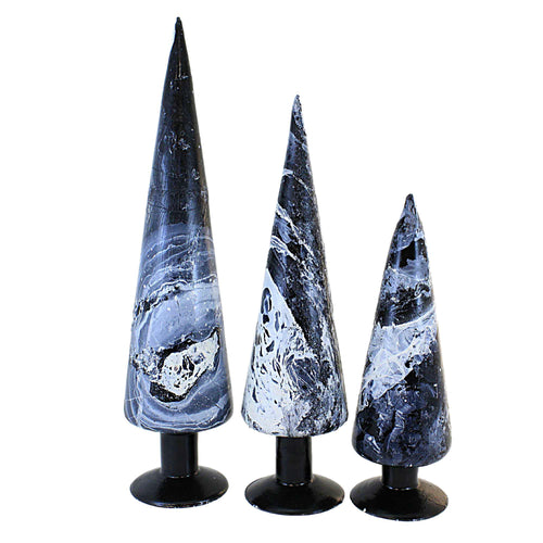 Craftoutlet.Com Black & White Swirl Glass Trees - - SBKGifts.com
