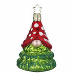 Inge Glas Tree Gnome With Red Hat - One Ornament 3.25 Inch, Glass - Christmas Ornament Tree 10139S023 (60001)