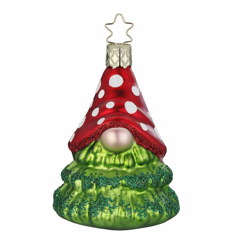 Inge Glas Tree Gnome With Red Hat - One Ornament 3.25 Inch, Glass - Christmas Ornament Tree 10139S023 (60001)