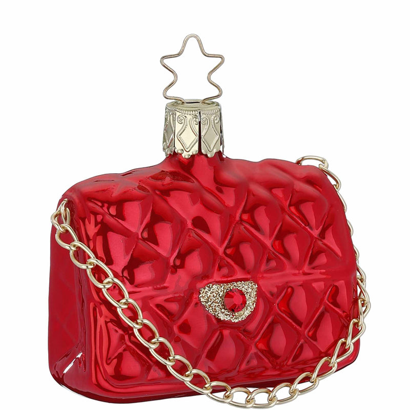 Inge Glas Rote Clutch - One Ornament 2.25 Inch, Glass - Christmas Ornament 10100S023 (60003)