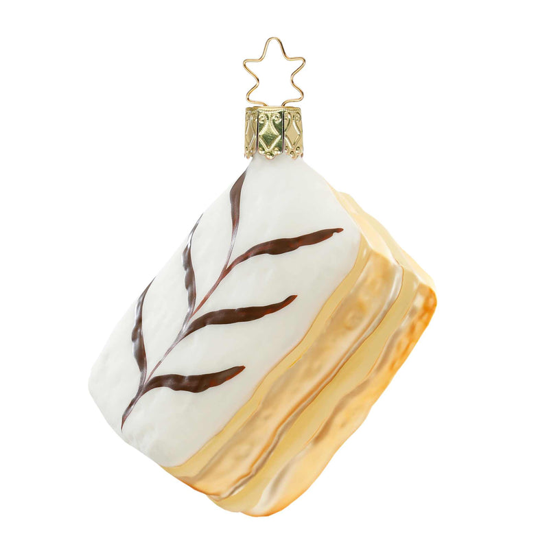 Inge Glas Cream Napoleon - One Ornament 2.5 Inch, Glass - Christmas Ornament Dessert Pastry 10074S020 (60009)