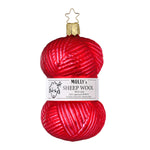 Inge Glas Fine Wool Red - One Ornament 4.25 Inch, Glass - Christmas Ornament Yarn Knitting 10206S022 (60013)