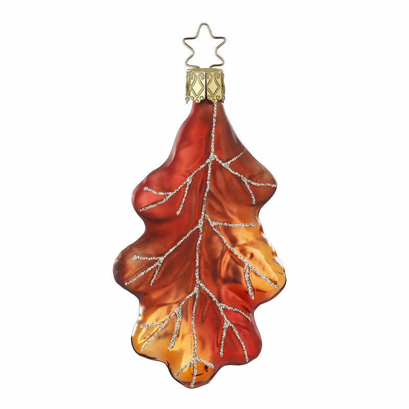 Inge Glas Oak Leaf - One Ornament 3.5 Inch, Glass - Fall Autumn Ornament 10049S023 (60028)