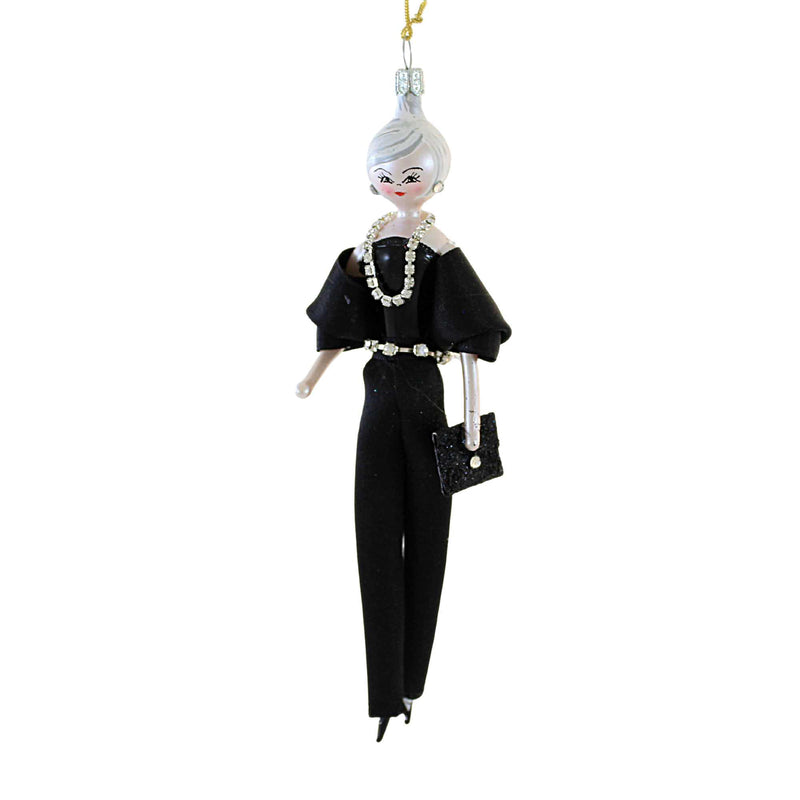 De Carlini Italian Ornaments Emmylou In Black Pants - 1 Glass Ornament 7.00 Inch, Glass - Diva Shopper Style 5Th Avenue Do7707 (60094)