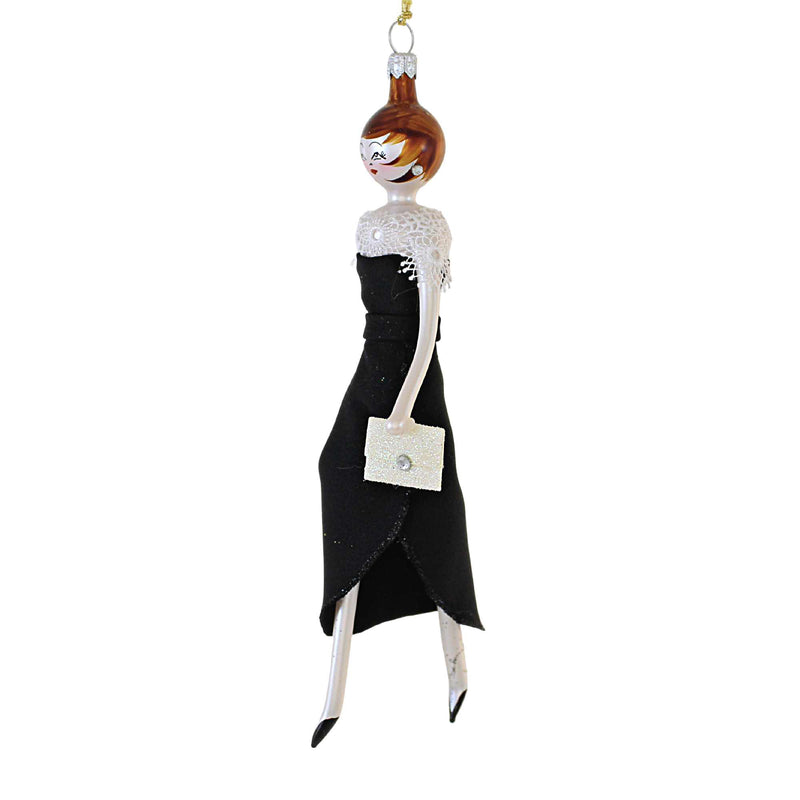 De Carlini Italian Ornaments Uma In Black Thigh High Slit Dress - - SBKGifts.com
