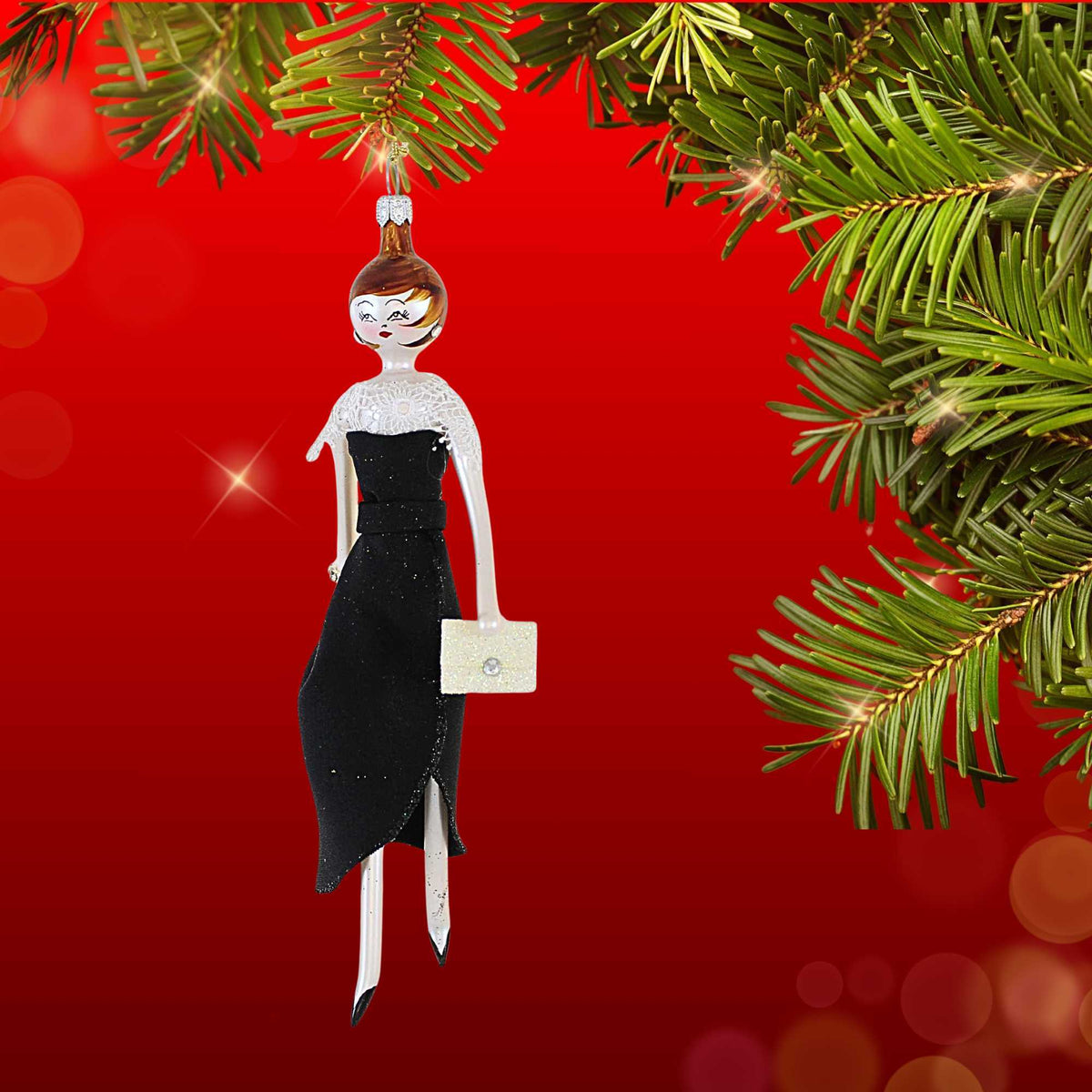 De Carlini Italian Ornaments Uma In Black Thigh High Slit Dress - - SBKGifts.com