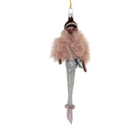 De Carlini Italian Ornaments Starla In Pink Faux Fur Shrug - 1 Glass Ornament 7.00 Inch, Glass - Diva Shopper Style 5Th Avenue Dark Skin Do7602am (60097)