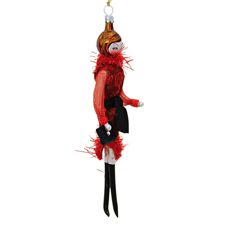 De Carlini Luxury In Red Satin & Tinsel Fur - - SBKGifts.com