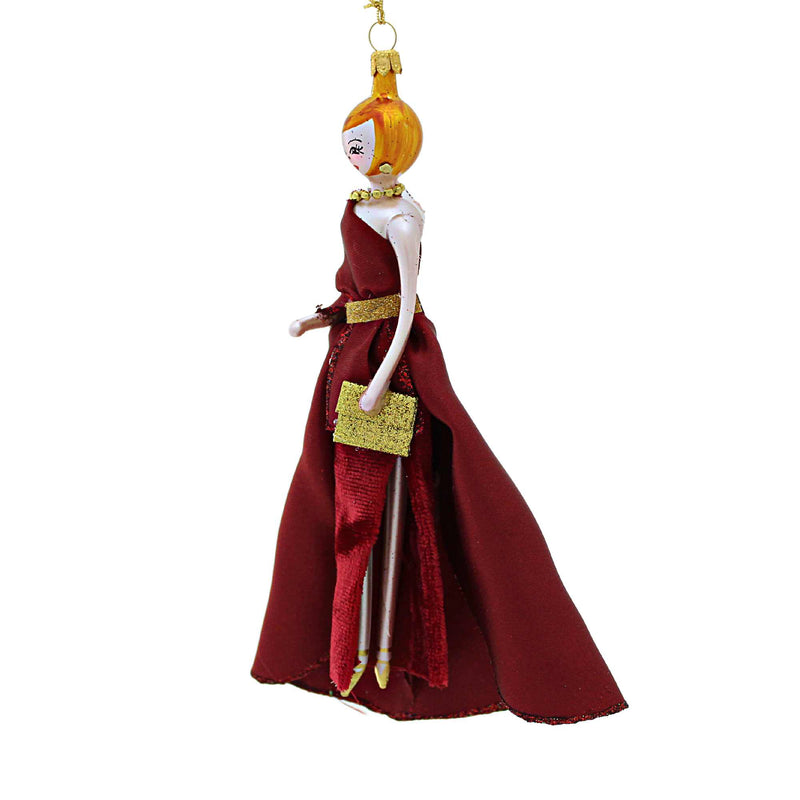 De Carlini Italian Ornaments Eloise In Burgundy Velveteen Skirt - - SBKGifts.com