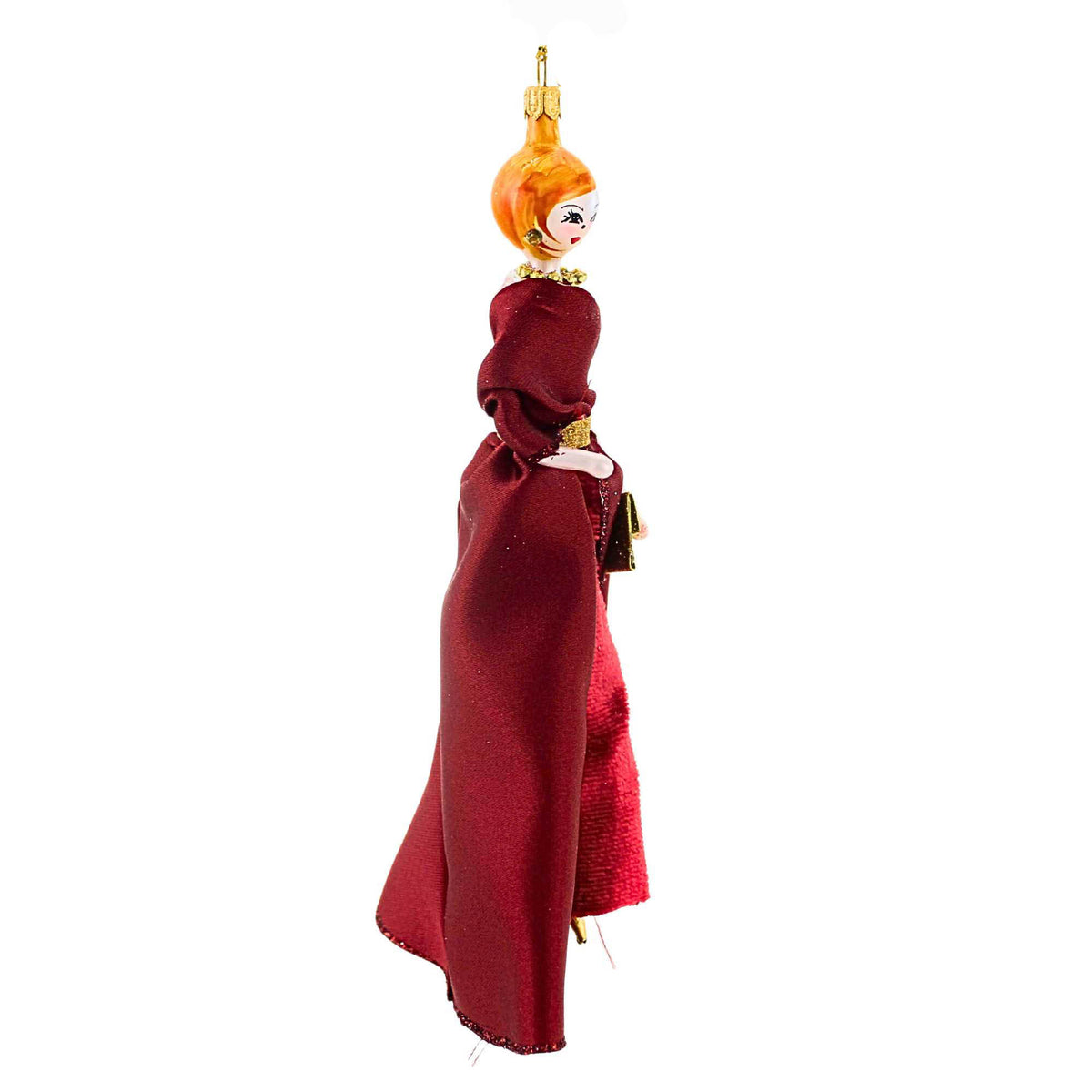 De Carlini Italian Ornaments Eloise In Burgundy Velveteen Skirt - - SBKGifts.com