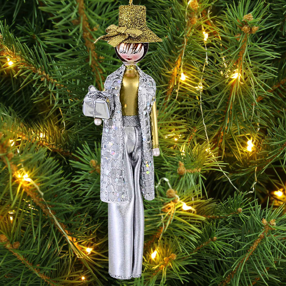 De Carlini Italian Ornaments Millicent In Silver And Gold - - SBKGifts.com