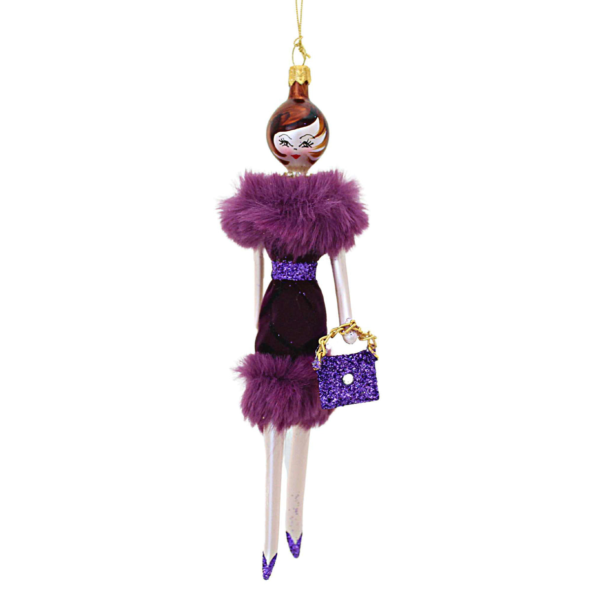 (60106) Carla Wears Purple Faux Fur Stole