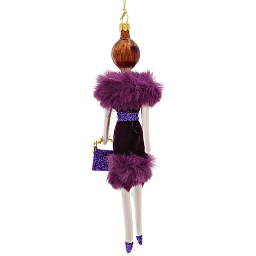 De Carlini Carla Wears Purple Faux Fur Stole - - SBKGifts.com
