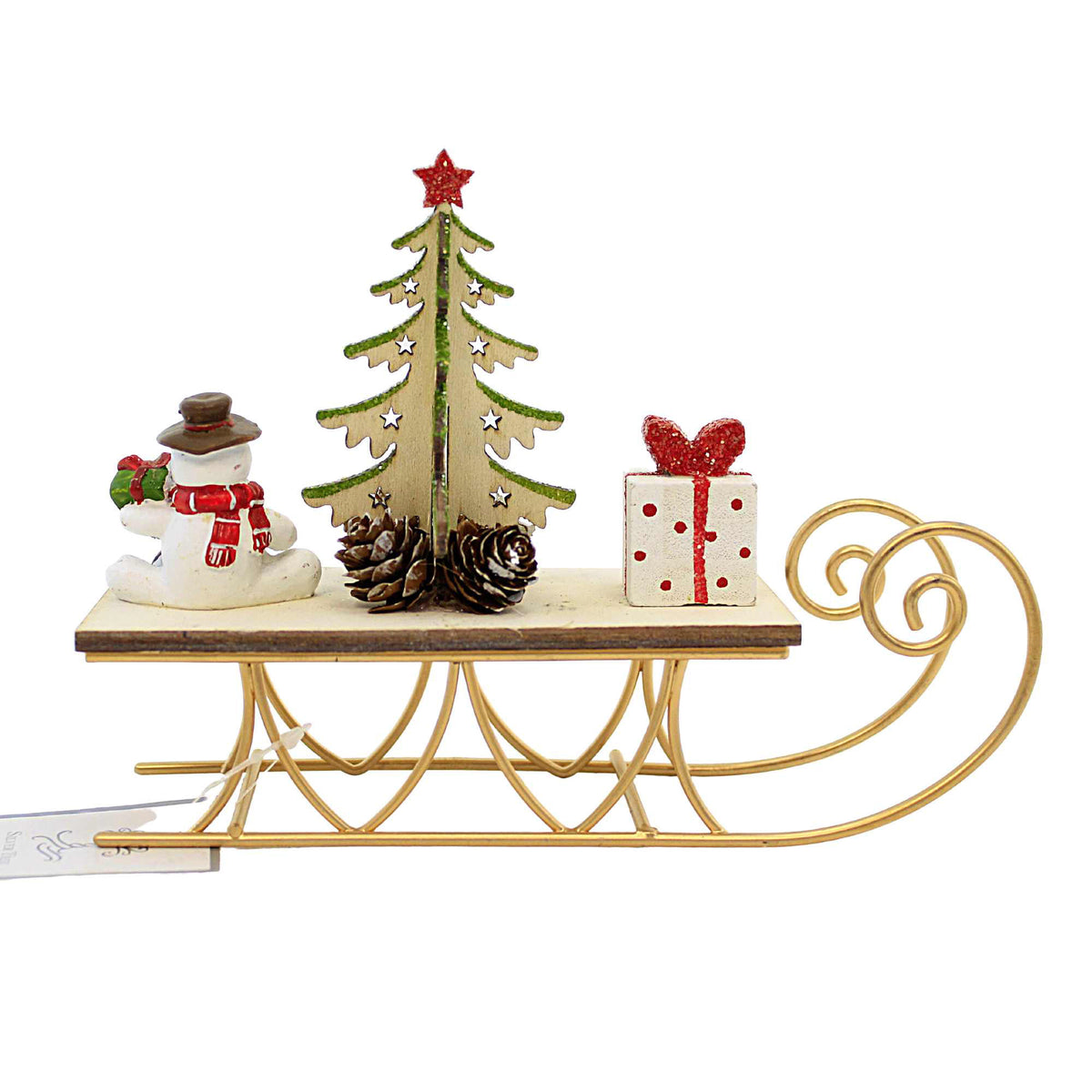 Option 2 Holiday Decorations On Wood Sleigh - - SBKGifts.com