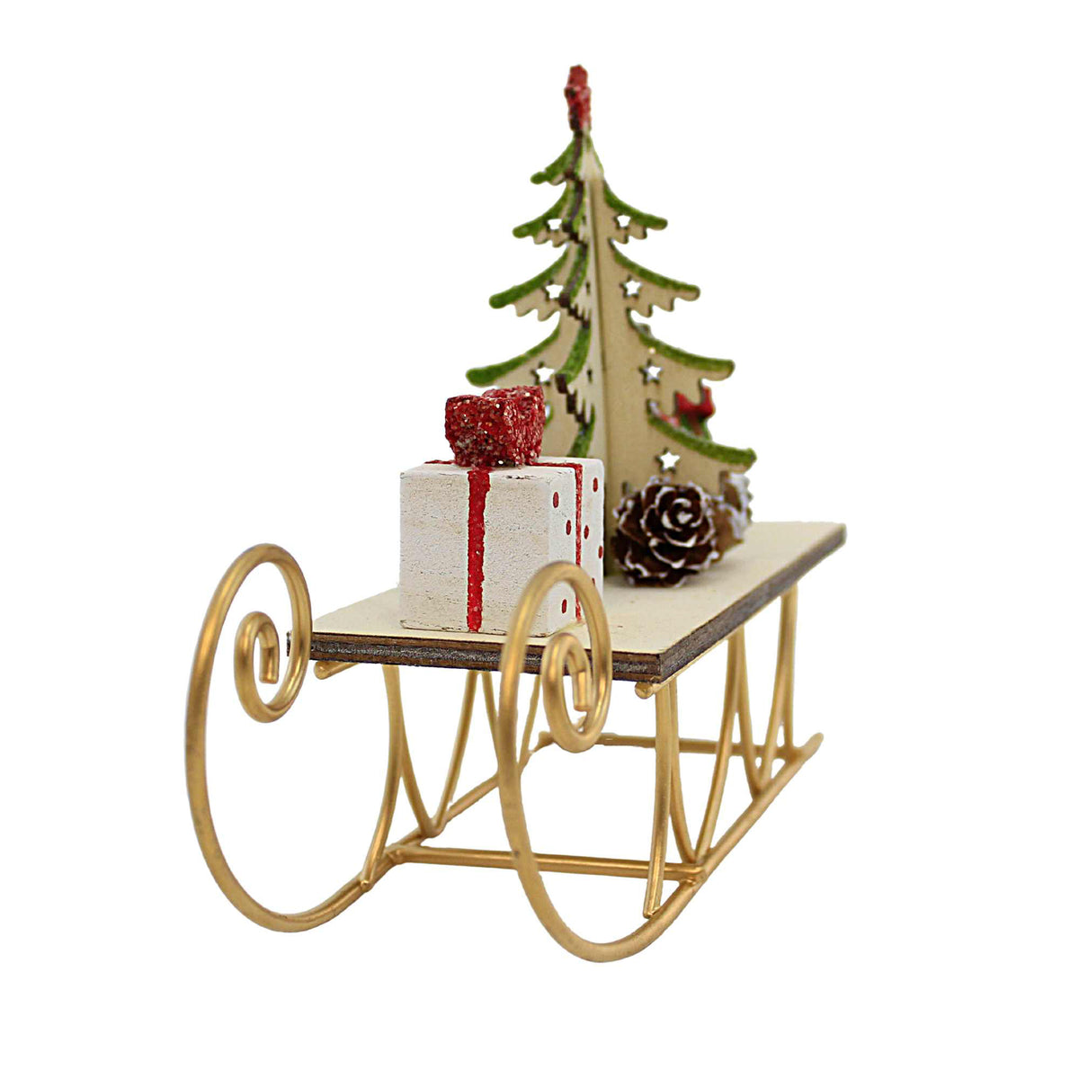 Option 2 Holiday Decorations On Wood Sleigh - - SBKGifts.com