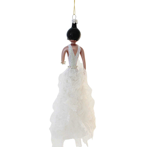 De Carlini Annalise In White Feathered Gown - - SBKGifts.com