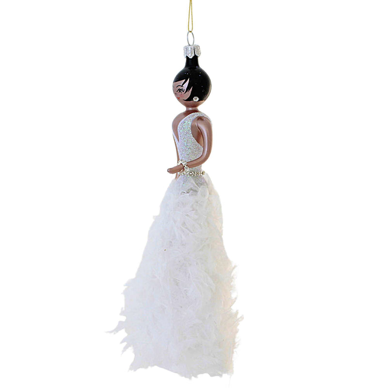 De Carlini Annalise In White Feathered Gown - - SBKGifts.com