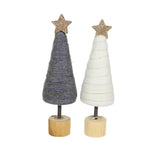 Tag Cream & Gray Cotton Candy Trees - Two Felt Trees 10.0 Inch, Wool - Gold Star Wood Base G1207784 (60180)