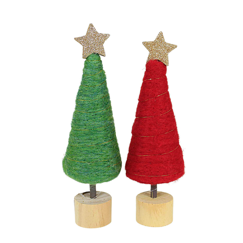 Tag Red & Green Cotton Candy Trees - Two Wool Trees 10.0 Inch, Wool ...