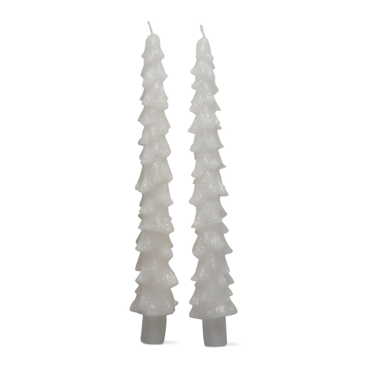 (60184) Tag Spruce Taper Candles Set/2, 10.50 Inch, Christmas Holidays White G10488