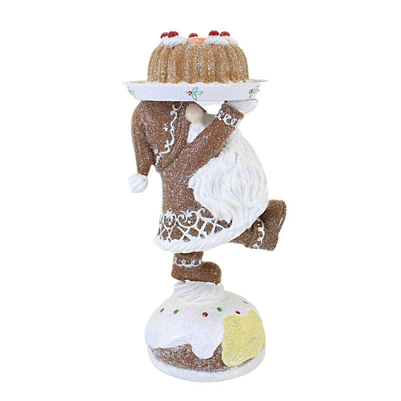 Gingerbread Gnome Standing On Cake - One Figurine 8.5 Inch, Resin - Bundt Santa Gnome Cherry 136018 (60207)