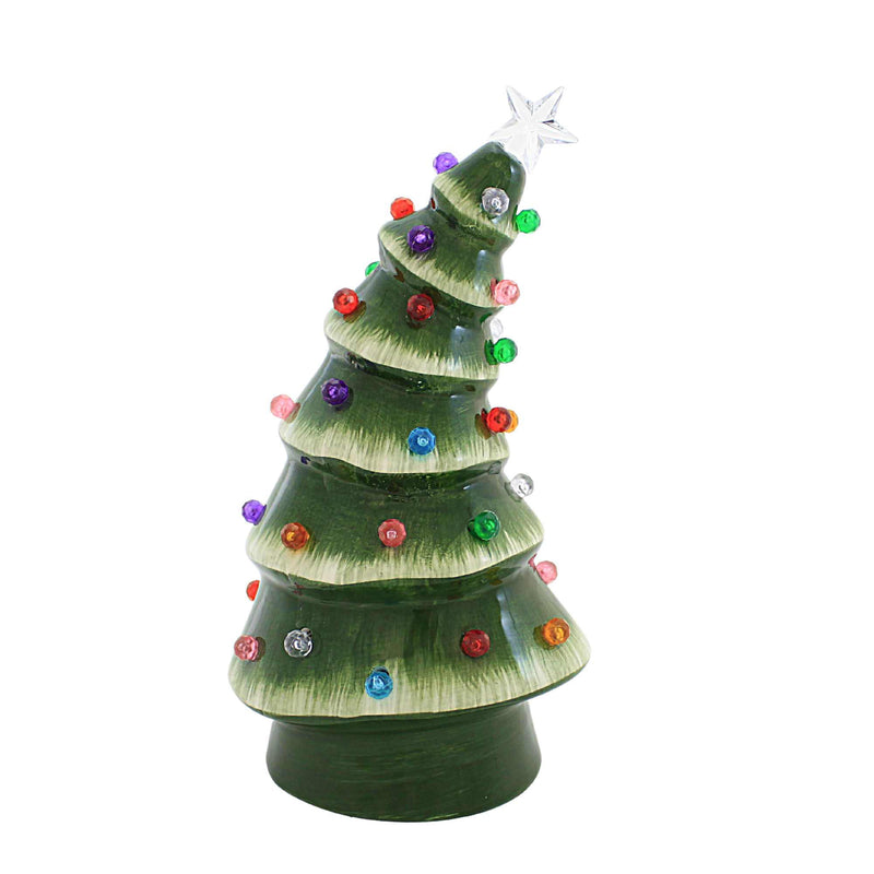 Roman Lighted Ceramic Bent Tree - One Lighted Tree 10.25 Inch, Ceramic - Clear Star Christmas Bulb 136393 (60208)