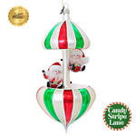 Santa Land Nick & Nicky's Candy Stripe Carousel - 1 Glass Ornament 8.00 Inch, Glass - Ornament Italian Italy Candy Striped Lane 23D1070 (60230)