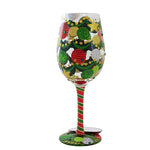 Lolita Glassware It's Christmastime - One Wine Glass 9 Inch, Glass - Hand Painted Wine Glass 6013112 (60237)