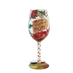 Lolita Glassware Merry Christmas Mom - One Wine Glass 9 Inch, Glass - Hand Painted Wine Glass 6013105 (60239)