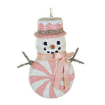 Bethany Lowe Pink Peppermint Snowman Ornament - One Ornament 3.5 Inch, Polyresin - Christmas Carrot Nose Tf2289 (60282)