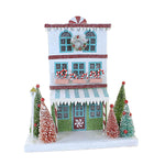 Bethany Lowe Peppermint Bakery Shoppe - One Pressed Paper Building 12.75 Inch, Paperboard - Christmas Building Bottle Brush Trees Lc2483 (60291)