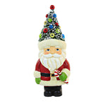 Bethany Lowe Retro Santa With Candy Cane - One Figurine 6.5 Inch, Polyresin - Christmas Figurine Bottle Brush Tree Tl2370 (60293)