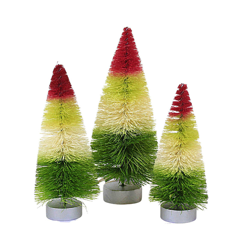 Bethany Lowe The Jolly Side Of Christmas Trees - Three Trees 6.0 Inch, Sisal - Christmas Stripe Wooden Base Lc2449 (60303)