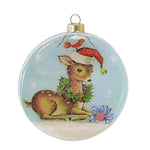 Bethany Lowe Brights Christmas Deer Glass Disk - One Ornament 4.0 Inch, Glass - Christmas Cardinal Wreath Lc2454 (60308)