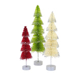 Bethany Lowe Christmas Layered Bottle Brush Trees - Three Trees 9.0 Inch, Sisal - Twisted Wire Trunk Lc2447 (60313)