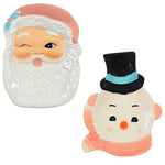 Transpac Retro-Looking Santa/Snowman Spoon Rest - One Santa And One Snowman Spoon Rest 1 Inch, Dolomite - Christmas Winking Top Hat Tc01979 (60364)