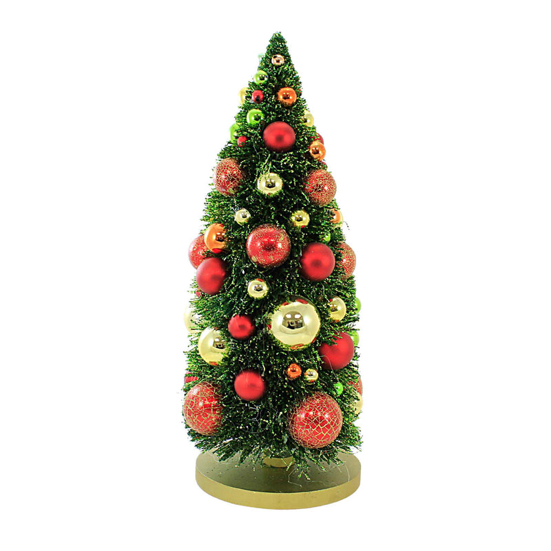 Cody Foster Bottle Brush Christmas Tree Shatterproof Ornaments - 1 Decorated Bottle Brush Tree 16.5 Inch, Plastic - Centerpiece Holiday Decoration Ms367r-Large (60428)