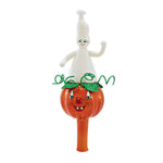 Santa Land Gourdy & Boo - 1 Glass Tree Topper 10.50 Inch, Glass - Halloween Tree Topper Ghost Pumpkin 23D2010 (60434)