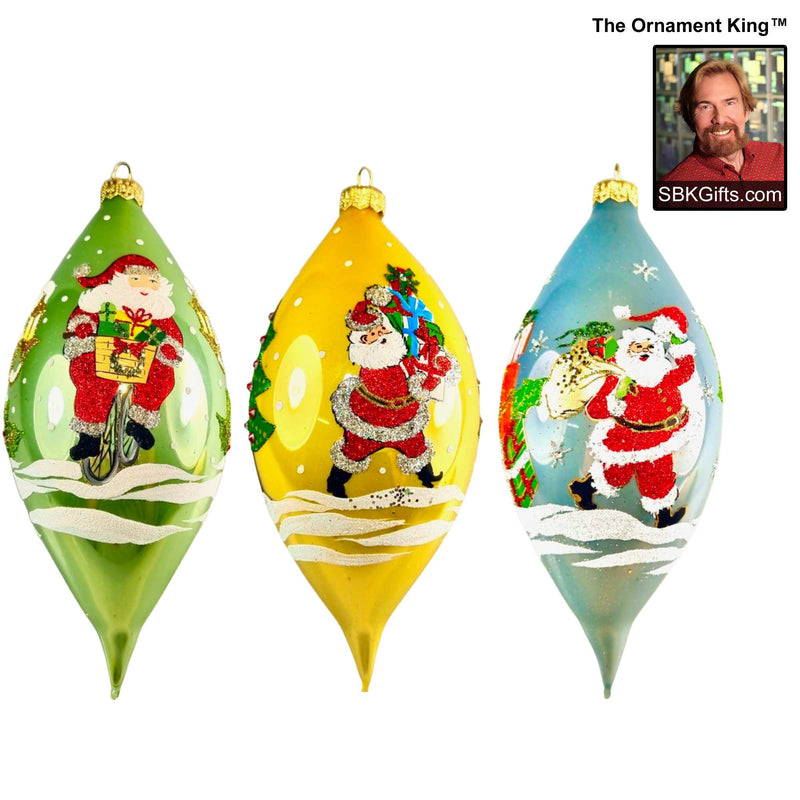 Preorder Hy 24 Santa Spree - 3 Glass Ornaments Inch, - Drop Ornament Presents 24 30011 Set3 (60460)