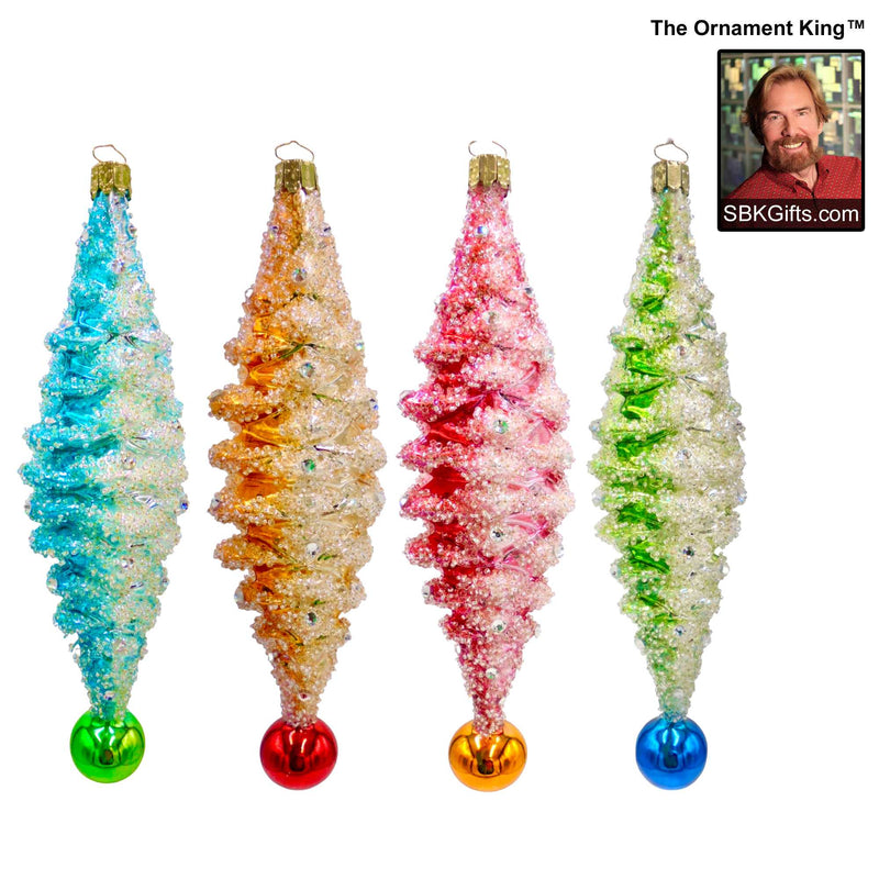 Preorder Hy 24 Crystal Cone - 4 Glass Ornaments Inch, - Pine Cone Drop Ornament 24 30035 Set4 (60473)
